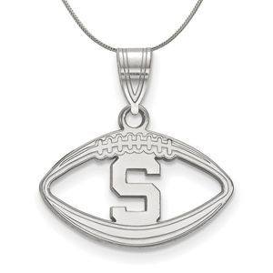 Sterling Silver Michigan State Football Necklace - 18 Inch